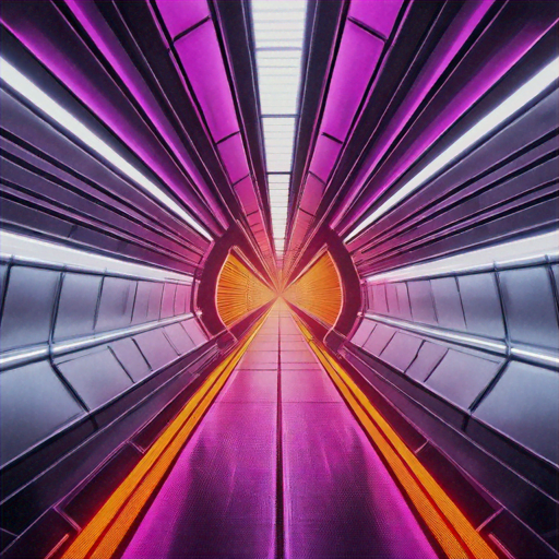 Tunnel eller accelerator som är rosa, orange och grå